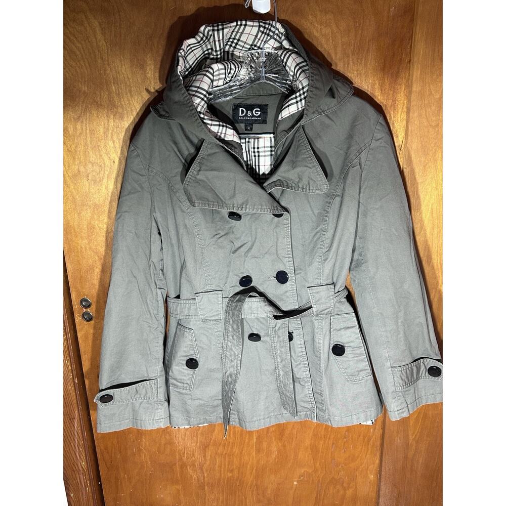 dolce gabbana Belted Trench Coat With Plaid Lining Size XL